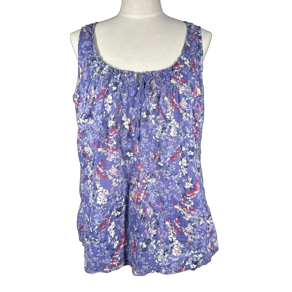 Women’s Purple Floral Sleeveless Scoop Neck Top